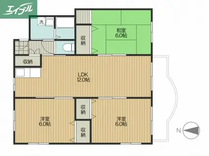 ガーデン津島II号館(3LDK/1階)の間取り写真