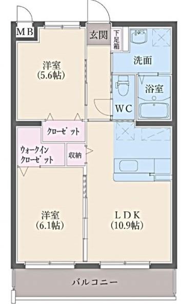 プリュネ願成寺(2LDK/2階)の間取り写真