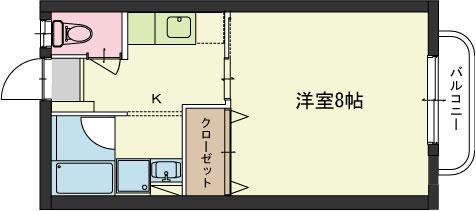 カモミール(1K/1階)の間取り写真