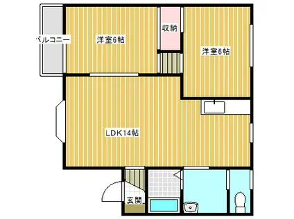 ピュアリッチB(2LDK/2階)の間取り写真