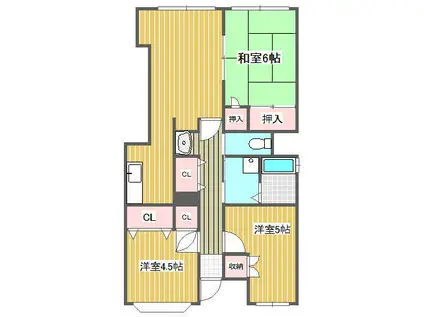 丸山ハイツ(3DK/1階)の間取り写真