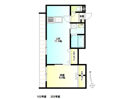 シオン十間坂(1LDK/1階)の間取り写真