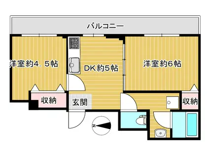 マルコーハイツ駒形(2DK/4階)の間取り写真