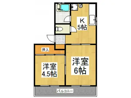 コーポ嶋田II(2K/2階)の間取り写真