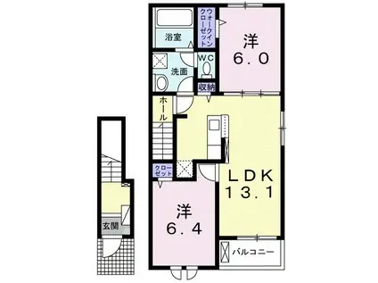 アンベリール(2LDK/2階)の間取り写真