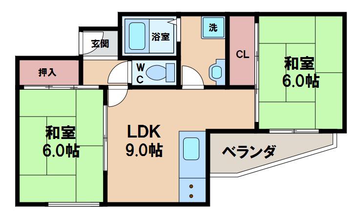 レジデンス・トーア(2LDK/4階)の間取り写真