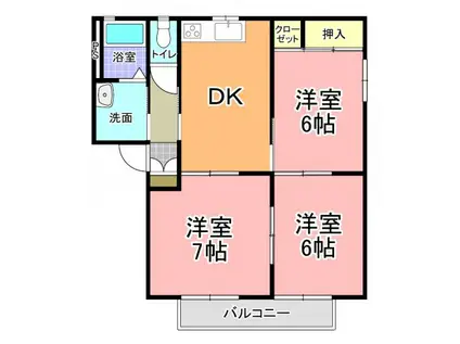 パル・メゾン C棟(3DK/2階)の間取り写真