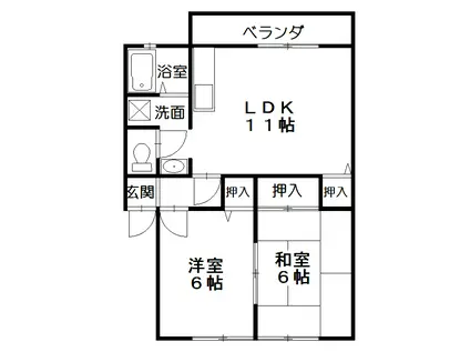 サンパーク小山I(2LDK/2階)の間取り写真