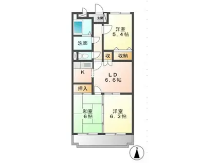 ユーミー・ベル東一宮(3LDK/2階)の間取り写真