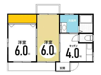 アイランドビル14(2K/3階)の間取り写真