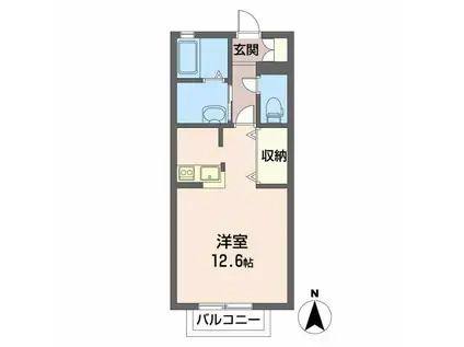 セルージュ伊丹(ワンルーム/2階)の間取り写真