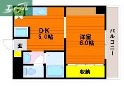 マンション樹宝(1DK/3階)の間取り写真