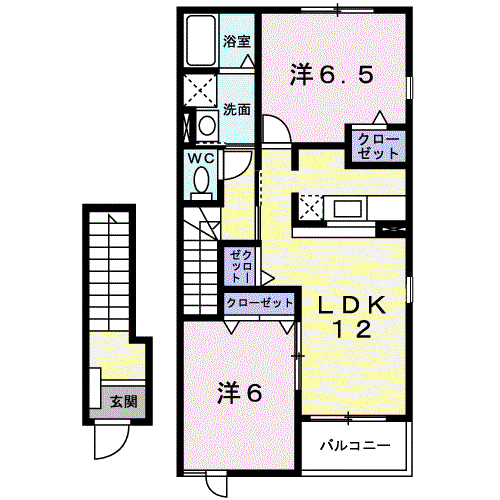 ニューサカエールI(2LDK/2階)の間取り写真