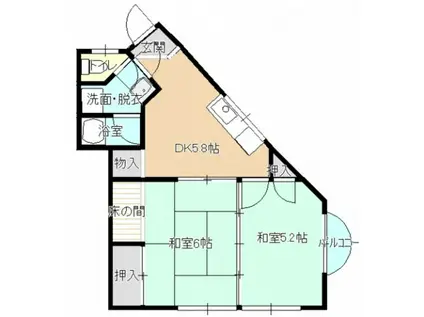 くるみビル(2DK/3階)の間取り写真