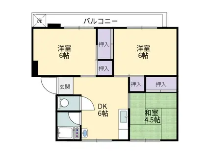 コーポ桧山(3DK/4階)の間取り写真