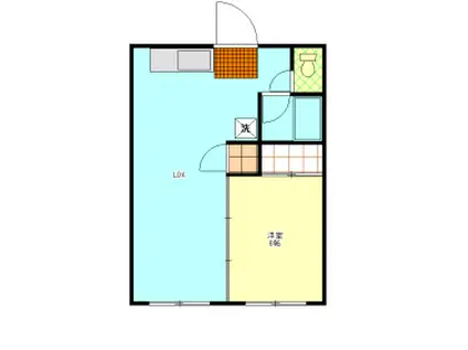 フラワーコーポオオヤ(1LDK/2階)の間取り写真