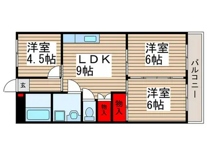 パークハイツ郷美(3LDK/3階)の間取り写真