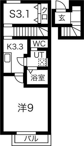 FIRST花巻(1SK/2階)の間取り写真