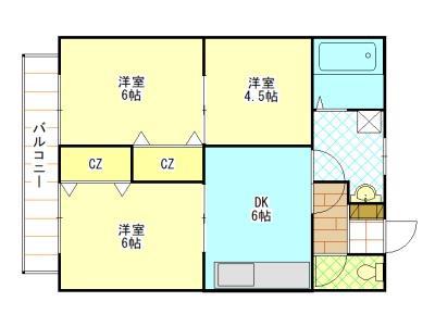スクエアパレス(3DK/2階)の間取り写真