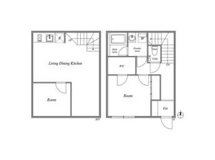 HJ PLACE 神楽坂(2LDK/1階)の間取り写真