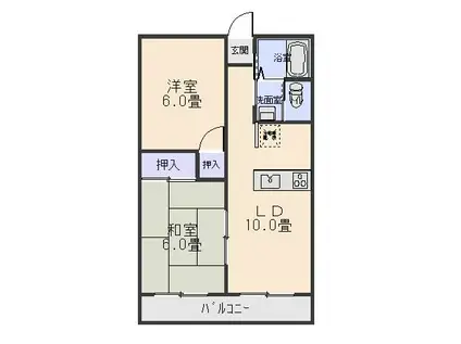 グリーンコーポ原(2LDK/2階)の間取り写真