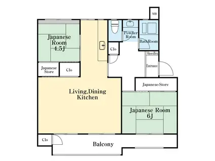 諏訪原団地2-3(2LDK/5階)の間取り写真