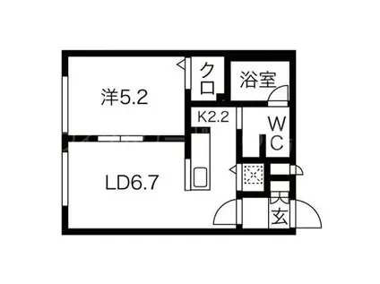 ブランノワールDECO(1LDK/4階)の間取り写真