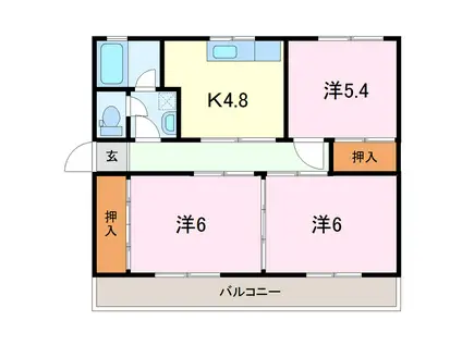 メゾンファミリア沼津(3DK/2階)の間取り写真