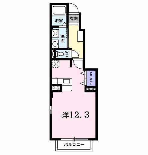 サンリットパレスE(ワンルーム/1階)の間取り写真
