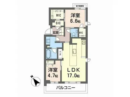トラピッチェエメラルド(2LDK/3階)の間取り写真