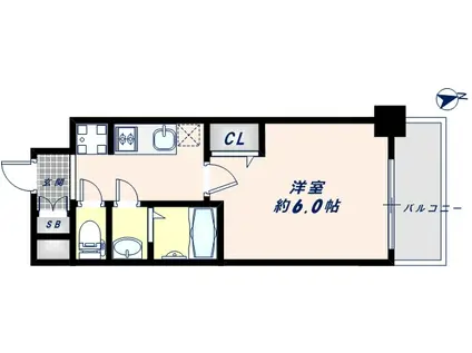 プレデコート天王寺イースト(1K/2階)の間取り写真