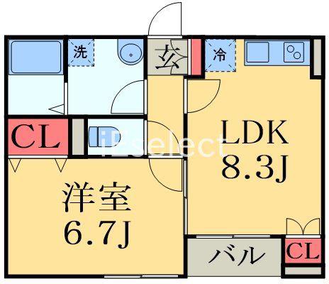 アルプス(1LDK/1階)の間取り写真