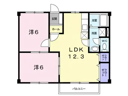 トラッド木田谷II(2LDK/2階)の間取り写真