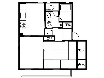 ラフォーレ南中央B(2DK/2階)の間取り写真