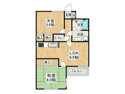 ロイヤルメゾン舞子坂(2LDK/2階)の間取り写真