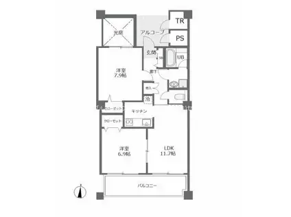 ラトナ東口ビル(2LDK/5階)の間取り写真