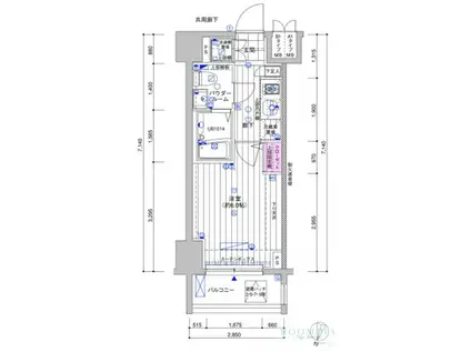 メインステージ南品川(1K/6階)の間取り写真