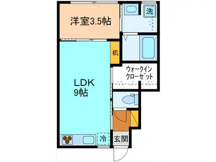 INTEGRAL粟島(1LDK/1階)の間取り写真