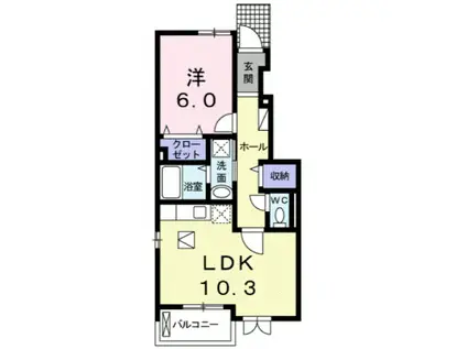 レジデンス穂垣(1LDK/1階)の間取り写真