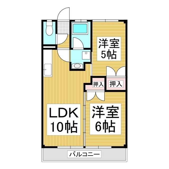 コーポオオタケ(2LDK/2階)の間取り写真