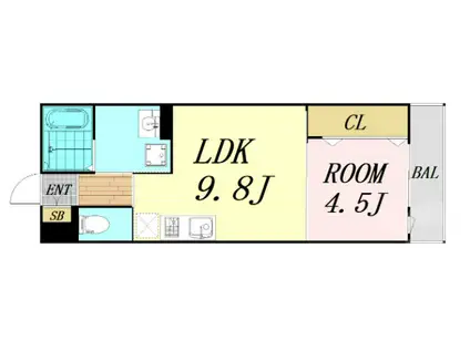 ラ・ヴィエベール(1LDK/3階)の間取り写真