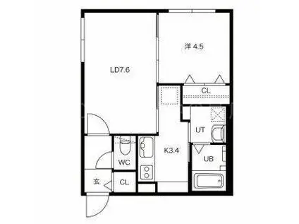 VIA LATTEA 美園(1LDK/4階)の間取り写真