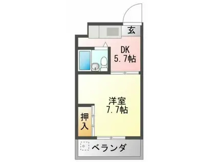 第1コーポメンデージ(1DK/2階)の間取り写真