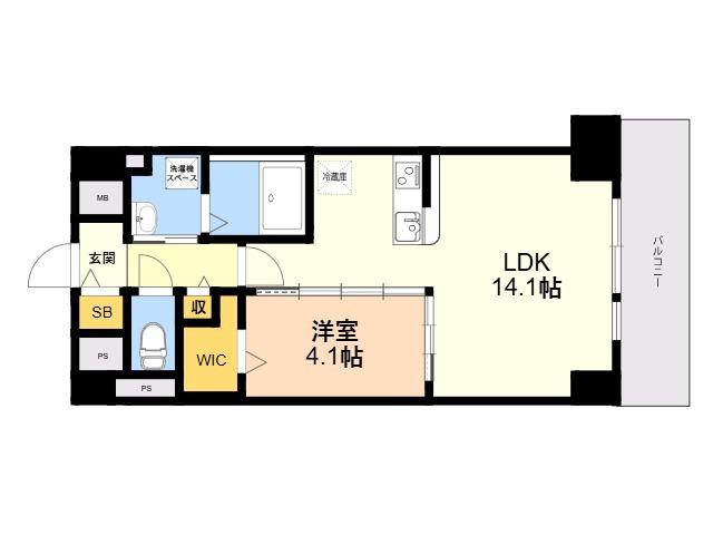 博多グランドレジデンス(1LDK/7階)の間取り写真
