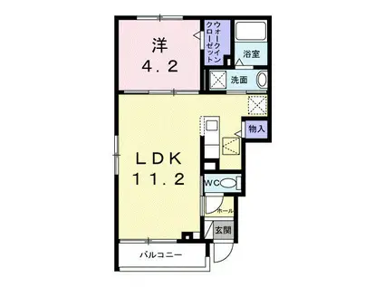 メゾンわかば(1LDK/1階)の間取り写真