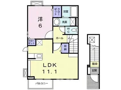 ジュネスT・D I(1LDK/2階)の間取り写真