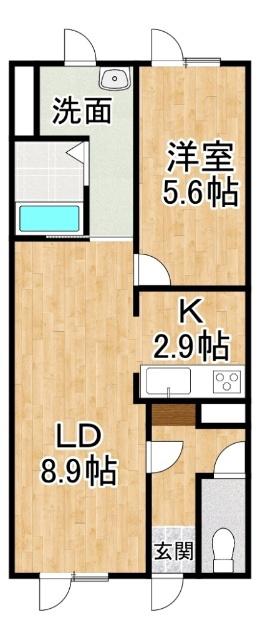 NCウイング緑陽台(1LDK/2階)の間取り写真