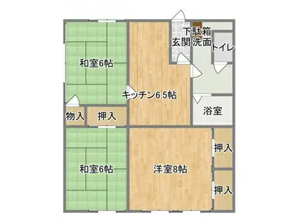 ポム・ド・テール(3DK/2階)の間取り写真