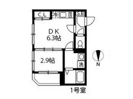 ハーモニーテラス野田IV(1DK/2階)の間取り写真