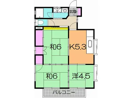 第二コーポ清水(3K/2階)の間取り写真